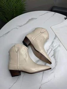 Isabel Marant оптовых-2022 Модная обувь Изабель Париж Марант Вышитые носки сапоги Western Cowboy Натуральная кожа