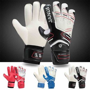 Janus Goleiro Luvas Full Latex Malha Profissional Futebol Goleiro Engrossar Dedo Proteção Guarda Goleiro Luvas de Futebol 220601