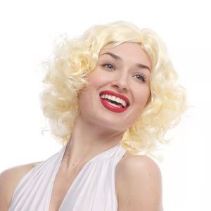 Kvinnors Kort Curly Wig Syntetisk Hår Värmebeständig Platinum Blondin Marilyn Vintage Naturlig För Kvinnor Daily Party Cosplay