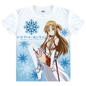 Anime japonês espada arte online homens camiseta Kirito Asuna design personalizado branco unisex camiseta tops manga curta cosplay 220609