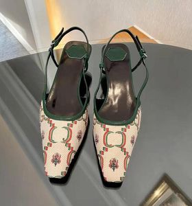 이탈리아 고급 여성 G 개방형 굽 샌들과 하이힐 아리아 통기 가능한 열린 굽 신발 검은 메쉬 반짝이는 크리스탈 패턴 버클 슬리퍼 크기 35-41 상자