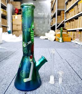 Electroplating Creative 14 inch Glass Water Bong Hookahs Hand Painting Smoking Pipes