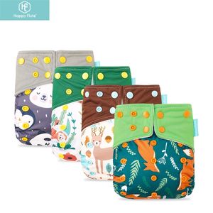 Happy Flute Onesize AI2 Pocket Cloth Diaper With Bamboo Cotton Insert Eco-Friendly Reusable Washable Waterproof Nappy 220512