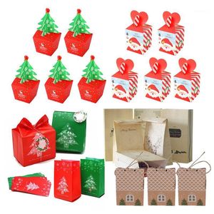 Gift Wrap HUHULE 2022 Merry Christmas Candy Boxes Santa Snowman Elk Paper Box Baking Food Packging Bags Kerst Year Supplies