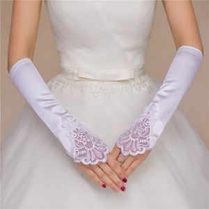 White Gloves Bride Wedding Satin Wedding Dress Hook Finger Lace Sequin Bridal Gloves