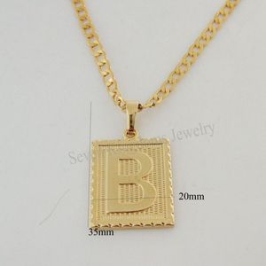 Pendant Necklaces OVERLAY FILL BRASS 24INCH CUBAN LINK CHAIN NECKLACE LETTER B INITIAL INITIALS NecklacesPendant