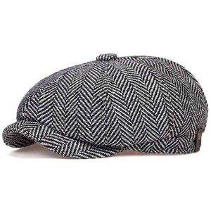 NOWOŚĆ MENSPAPERA BOY BERT HAT MĘŻCZYZNA Kobiety Dzikie Czapki Tweed Gatsby Octagonowy czarny biały fishbone Vintage Hats Gorras J220722