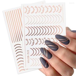 Stickers & Decals 1pcs Rose Gold Nail Polish Sticker Sliders Classy Stripe Tape Curved Liners Decorations Nails Art Manicure ZGS004-104 Prud