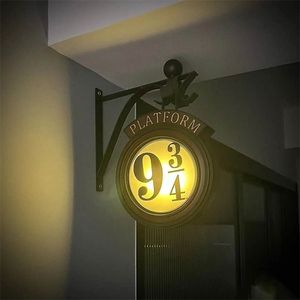 Kreatywna magia Potters lampka nocna platforma 9 3/4 noc LED zawieszki kinkiety 3D lampa Harries wystrój domu na Halloween wyjątkowy prezent 220711