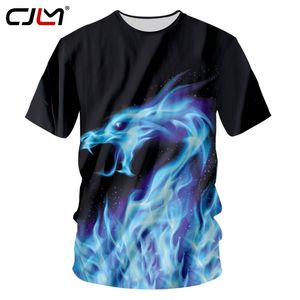 Mens 3D Camiseta Preto Verão Cool Impressão Fogo Dragão Camisetas Homem Marca Roupas Manga Curta O Pescoço Camisetas Plus Size 7XL 220623