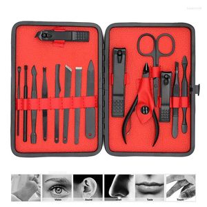 Zestawy do paznokci Pedicure Caining Tórz Krupanie Trimmer Nipper Travel Case Tool 15 PCS Profesjonalny stal ze stali nierdzewnej do manicurenail