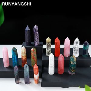 Wholesale Loose Gemstones Natural Crystal Six Edge Single Pointy Column A Variety of Materials Energy Gem Column Raw Stone Grinding Lighting Products PFJ011
