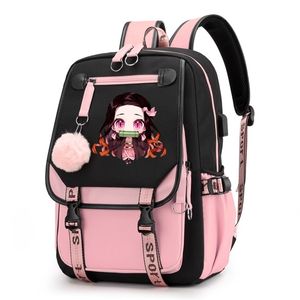 Demon Slayer Nezuko ryggsäckar för män anime skolväska tonåring canvas bärbar dator back pack kvinnor ryggsäck ryggsäck