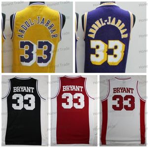 Mens Retro 33 ABDUL-JABBAR Basketball Jersey Bryant Lower Merion High School 33 College Yellow Vintage Mesh Men Jerseys Throwback Uniforms White