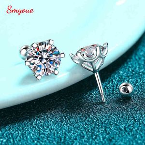 Smyoue D Color 1.0ct 6.5mm 100％Moissanite Small Stud earrings for Women 925 Silver Jewelly Gift Simulated Diamond Ear Studs