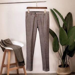 Herrdräkter blazers höst vinter herrar dräkt pants casual ull manlig englang stil retro sillben regelbundet passar rak byxa q18men's