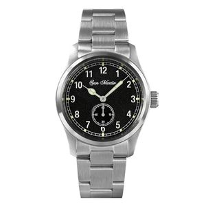 San Martin 37mm Pilot Watch Ronda 6004 Kuvars Hareket Askeri Basit Moda Stili Erkekler Bilgi Wlwatch 20 Bar Aydınlık Relojes