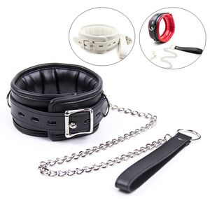Wholesale leash fetish for sale - Group buy Faux Leather Padded Dog Slave Neck Collar Lockable BDSM Bondage Choker with Leash Chain Fetish Adult sexy Toys for Women Men
