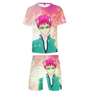 メンズTシャツSaiki K Kusuoトラックスーツの男性の悲惨な生活セットスポーツウェア2ピース衣装Tシャツとショートパンツ半袖カジュアル