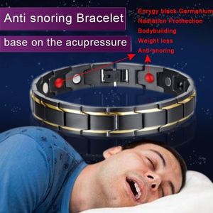 Mens Jewellery Magnetic Therapy Health Bangle Anti-snoring Stainless Steel Bracelet for Men Gold Adjustable Bracelet Pulsera Hombre