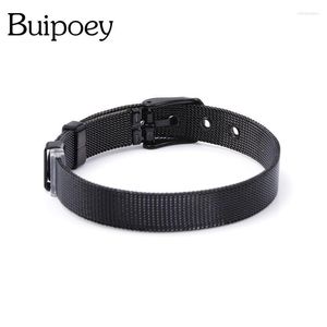 Braccialetti con ciondoli Buipoey 10mm Cintura in maglia nera in acciaio inossidabile di alta qualità Fit cinturino originale per accessori gioielli uomoCharm Inte22