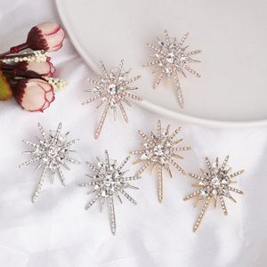 Orecchini a bottone Corea Fuochi d'artificio Design Pieno strass Cristallo Grande fiore Dichiarazione Gioielli per feste di nozze Per le donne Regalo di Natale