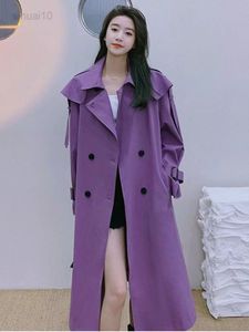 Mulheres Jackets Autumn Purple Purles Purnchcoat Purnchcoat Mulheres Mangas compridas Trenchcoat de moda de laço solto para mulheres L220725