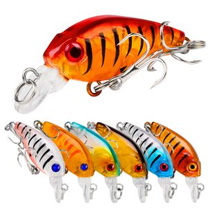 200pcs/lot 9 Colors ABS Plastic Crankbait Fishing Lure 4.5cm/4g Artificial Print Hard Bait 10# 2 Hook Tackle K1623