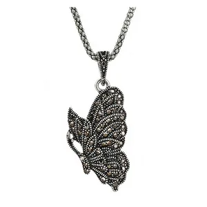 Correntes Ajojewel vintage Black Rhinestone Butterfly Colar Jóias Retro para Mulheres Chain Chain Charchlaceschains