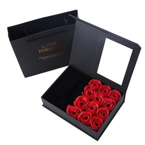Prezent Reail Love Rose Jewelry Box Pudownia Immortal Flowers Forever Blossom Wedding Pierścień Kolczyki Naszyjnik walentynkowy zestaw