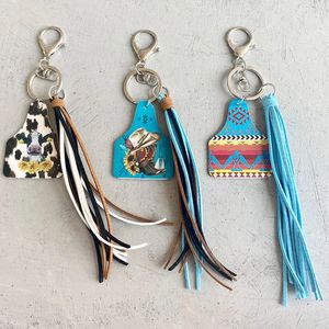 Tag de vaca de couro Taquel longo cowgirl western cowgirl keychain 2022 novo boho -chave boutique boutique jóias de atacado grátis