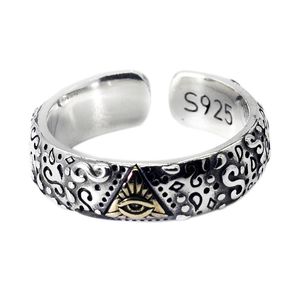 925 Sterling Silver Eye of Horus Ring S-shaped Totem Fashion Hip-Hop Street Versatile Couple Jewelry Accessories Gifts