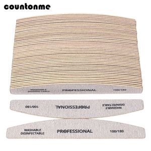 100pcs Wooden Sandpaper Nail File 100180 Professional Manicure er Grey Boat Pedicure Doublesided Wood ers Nail Supply 220606