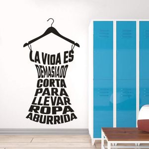 Wall Stickers Removable Design Spanish Clothes Rack Sticker Quote Decals Laundry Cloth Shop DecorationWall StickersWall