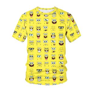 Men's T-Shirts Funny Yellow Bob T-Shirt Men's Sponge Family Printing 3D Sportswear Cartoon Unisex Hoodie CutMen's