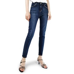 Sommer Dunkelblaue High Waist Stretch Slim Slim Jeans Damen