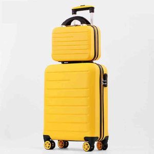 Unique Solid Color Inch Size Classic Fashion Handbag and Rolling Luggage Spinner Brand Travel Suitcase J220707