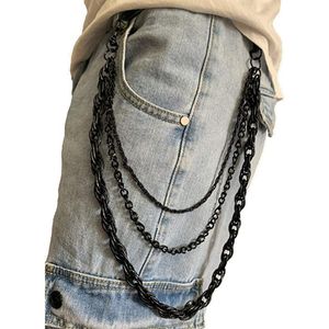 Cinturas Cadena de metal Multilapa pantalones creativos vintage Cinturón Black Loop Punk Key Jewelry Accesorios Belts
