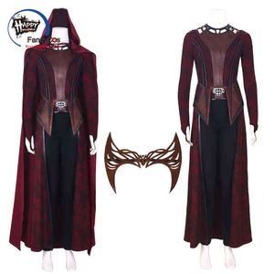 Тематический костюм весь костюм Scarlet Cosplay Witch Wanda Vision Come Mask Outfits Halloween Carnival Suit Custom Made L220714