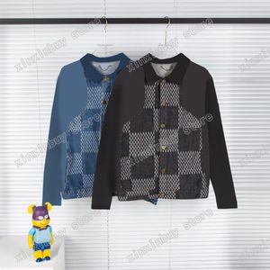 22SS mężczyzn Projektanci Kurtki dżinsowe płaszcz kruche Jacquard Letter Fabric Wash Warn Lapel Neck Paris Streetwear Black Blue M-2xl