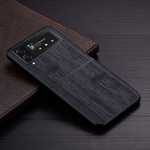 Przypadki do Samsung Galaxy Z Flip G Z Flip3 Fundda bambusowy drewniany wzór skórzany okładka luksusowa capa capa