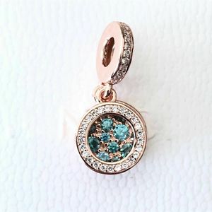 Sparkling Light Blue Disc Double DangleCharm 925 Silver Pandora Charms for Bracelets DIY Jewelry Making kits Loose Bead Silver wholesale 789186C03