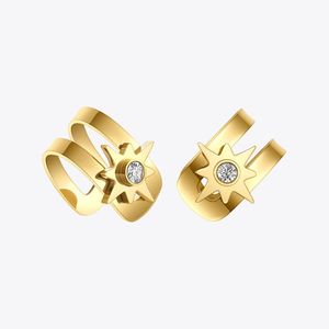 Clip-On-Schraubbeutel Enfashion kleiner Sternohr-Ohr-Manschette rostfreie Stahlohrringe für Frauen Gold Farbe Mode Schmuck Zirkon Ohrring Pendientes e