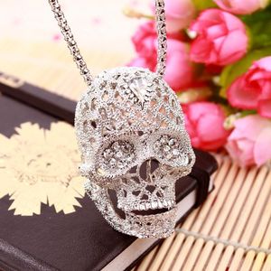 Anhänger Halsketten Marken Schmuck Silber Farbe Suger Skull Lange Anhänger Steampunk Mexiko Skelett Halskette Collier KolyePendant