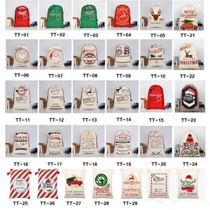 Christmas Gift Bags Large Organic Heavy Canvas Bag Santa Sack Drawstring Bag With Reindeers Claus Bags for kids fy4249