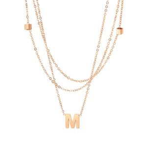 Naszyjniki wiszące moda różowa złoto litera m Pendanty damskie kpop ze stali nierdzewnej warstwowe łańcuchy biżuterii akcesoria estetyczne naszyjnik
