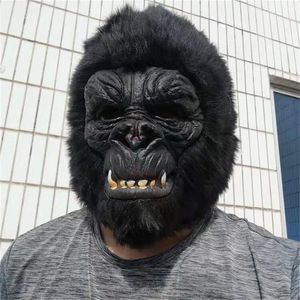 King Kong Gorilla Mask Hood Monkey Latex Животные маскируются на вечеринку на вечеринке, косплей, костюм ужасов, для взрослых 220812