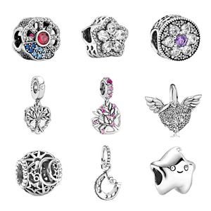 Novo Popular 925 Sterling Silver Pink European Heart Tree Family Tree Charm Diy Fine Fine para joias originais da pulseira Pandora