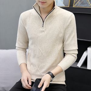 Winter Men's Sweater Casual Pullover Mens Warm Sweaters Man Slim Stand Collar Knitted Pullovers Male Coats Half Zip Sweater 220812