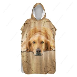 Cute Dog Custom Hooded Beach Quick Dry Soft Flannel Wetsuit Changing Poncho Bathrobe Gym Fitness Bath s Adults Towel 220616